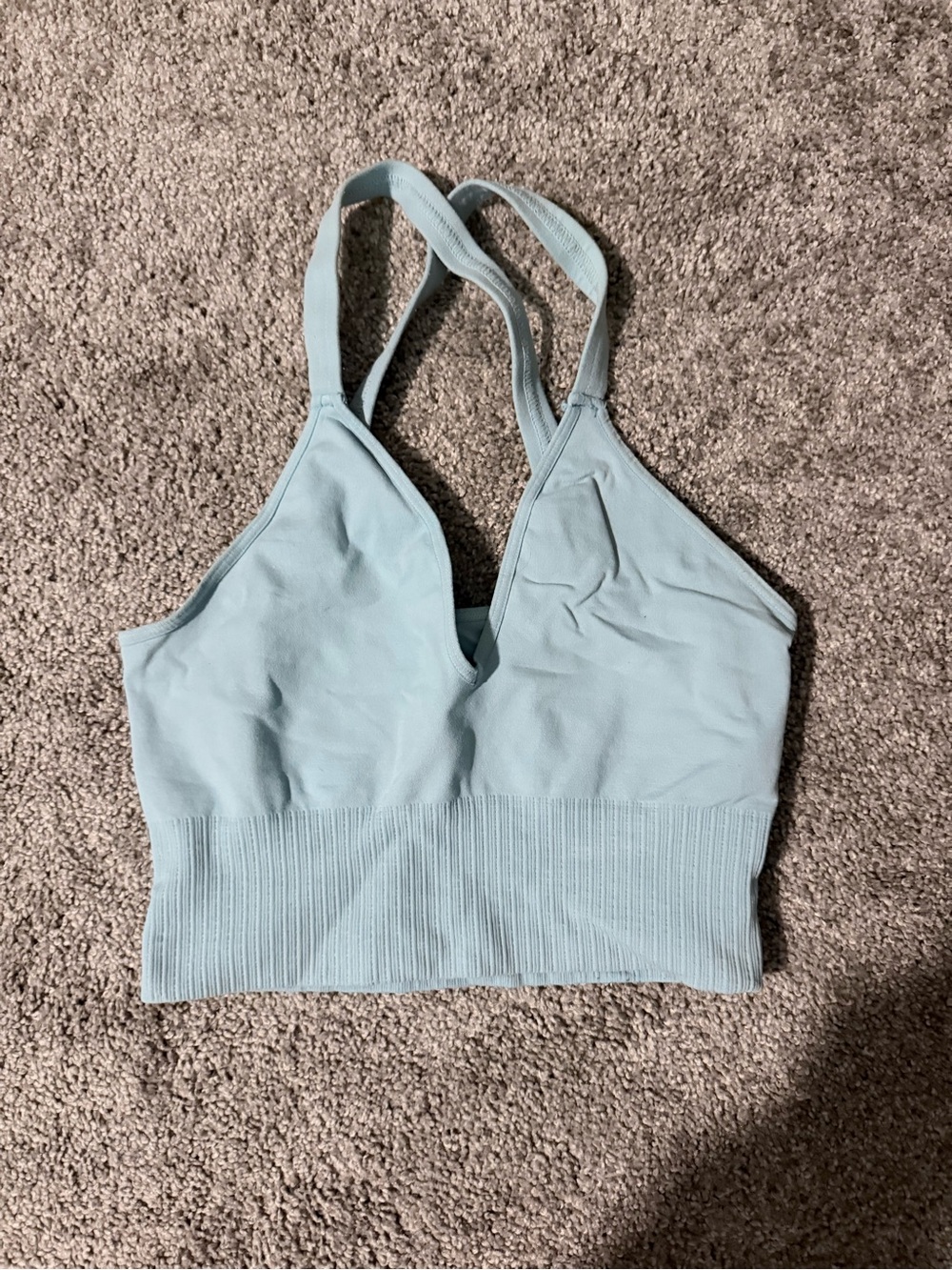 Free People Light Blue Ribbed Wireless Bralette